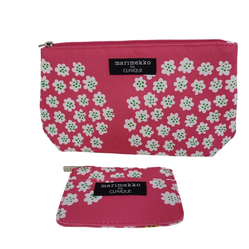 Marimekko for Clinique pink blossom cosmetic travel bag set new no tags